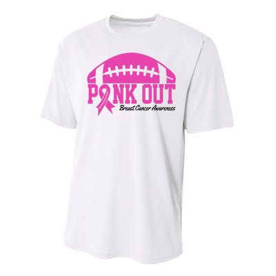 Pink Out Breast Cancer Awareness Football Ribbon Performance Sprint T-Shirt