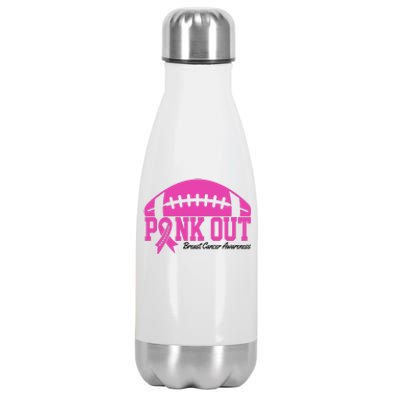 Pink Out Breast Cancer Awareness Football Ribbon Stainless Steel Insulated Water Bottle