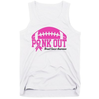 Pink Out Breast Cancer Awareness Football Ribbon Tank Top