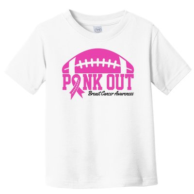 Pink Out Breast Cancer Awareness Football Ribbon Toddler T-Shirt