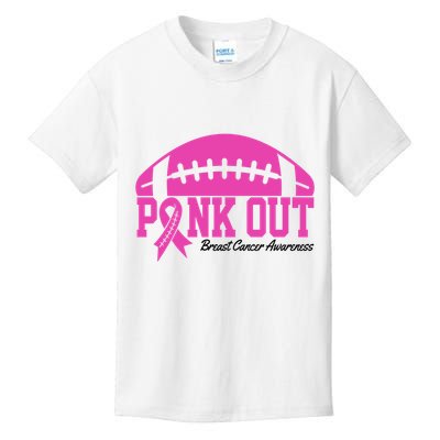 Pink Out Breast Cancer Awareness Football Ribbon Kids T-Shirt