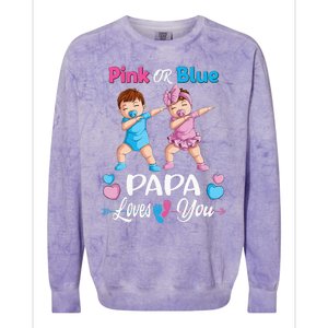 Pink Or Blue Papa Loves You Baby Gender Reveal Party Colorblast Crewneck Sweatshirt