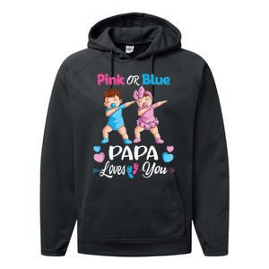 Pink Or Blue Papa Loves You Baby Gender Reveal Party Performance Fleece Hoodie