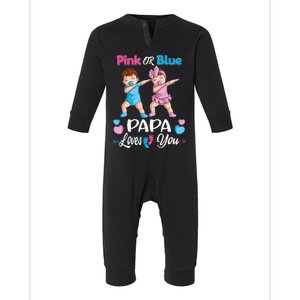 Pink Or Blue Papa Loves You Baby Gender Reveal Party Infant Fleece One Piece