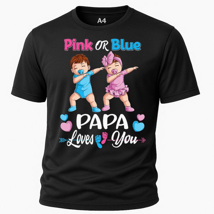 Pink Or Blue Papa Loves You Baby Gender Reveal Party Cooling Performance Crew T-Shirt