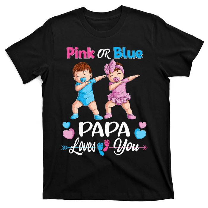 Pink Or Blue Papa Loves You Baby Gender Reveal Party T-Shirt