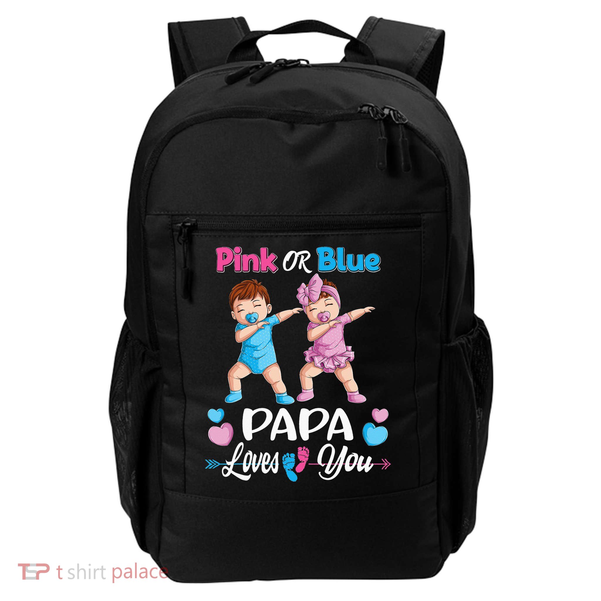 Pink Or Blue Papa Loves You Baby Gender Reveal Party Backpack