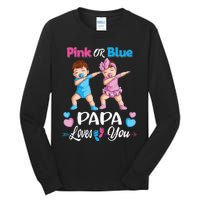 Pink Or Blue Papa Loves You Baby Gender Reveal Party Tall Long Sleeve T-Shirt