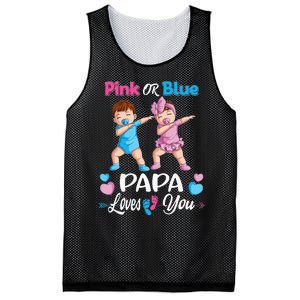 Pink Or Blue Papa Loves You Baby Gender Reveal Party Mesh Reversible Basketball Jersey Tank