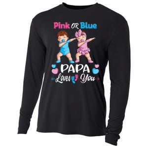 Pink Or Blue Papa Loves You Baby Gender Reveal Party Cooling Performance Long Sleeve Crew