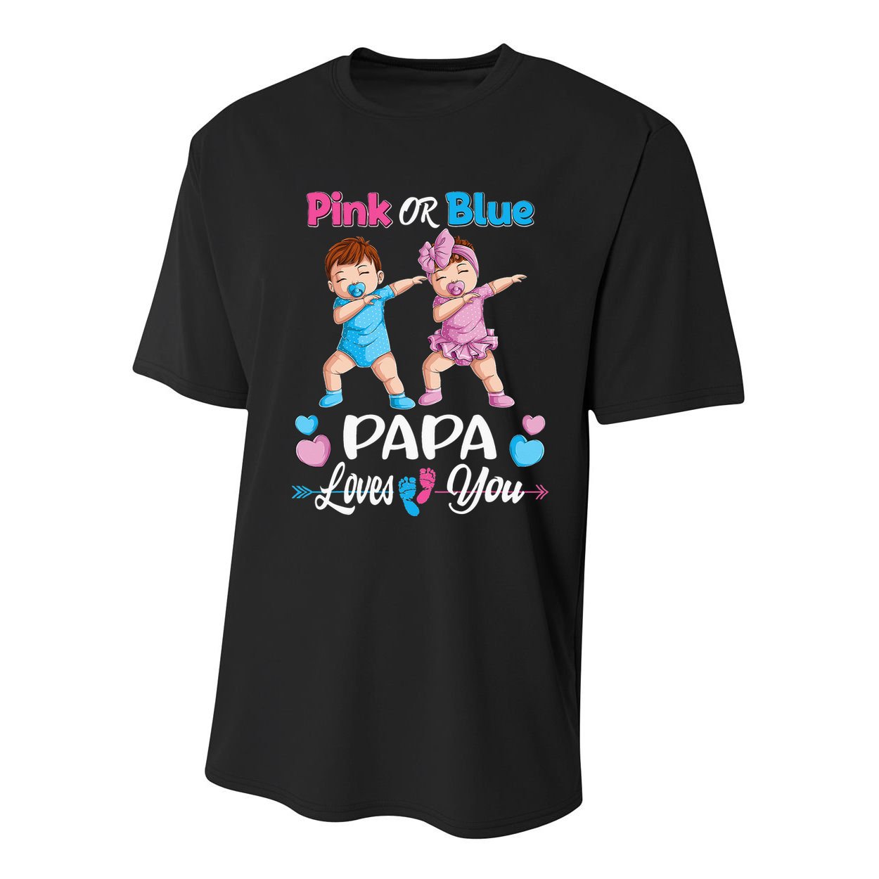 Pink Or Blue Papa Loves You Baby Gender Reveal Party Youth Performance Sprint T-Shirt