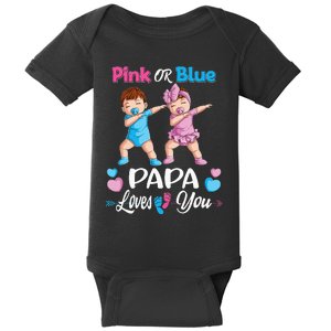 Pink Or Blue Papa Loves You Baby Gender Reveal Party Baby Bodysuit