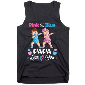 Pink Or Blue Papa Loves You Baby Gender Reveal Party Tank Top