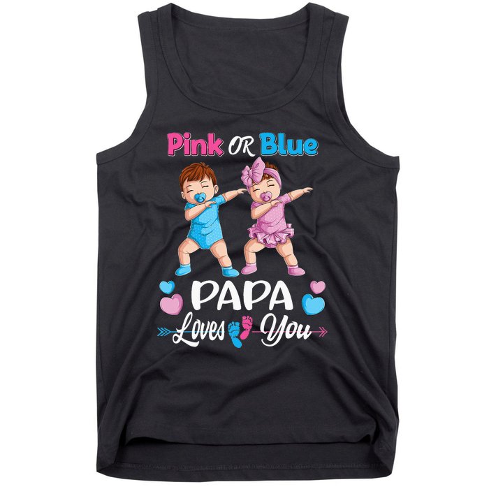 Pink Or Blue Papa Loves You Baby Gender Reveal Party Tank Top