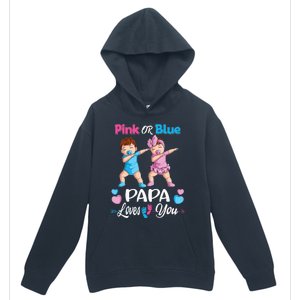 Pink Or Blue Papa Loves You Baby Gender Reveal Party Urban Pullover Hoodie