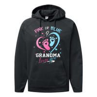 Pink Or Blue Grandma Loves You Gender Reveal Baby Gifts Mom Performance Fleece Hoodie