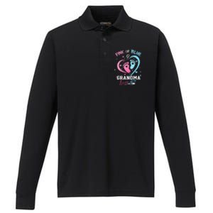 Pink Or Blue Grandma Loves You Gender Reveal Baby Gifts Mom Performance Long Sleeve Polo