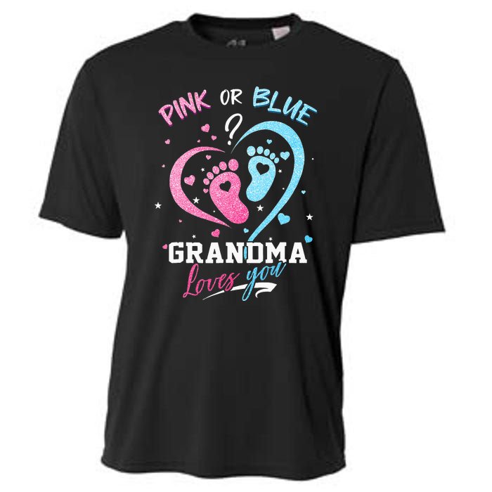 Pink Or Blue Grandma Loves You Gender Reveal Baby Gifts Mom Cooling Performance Crew T-Shirt