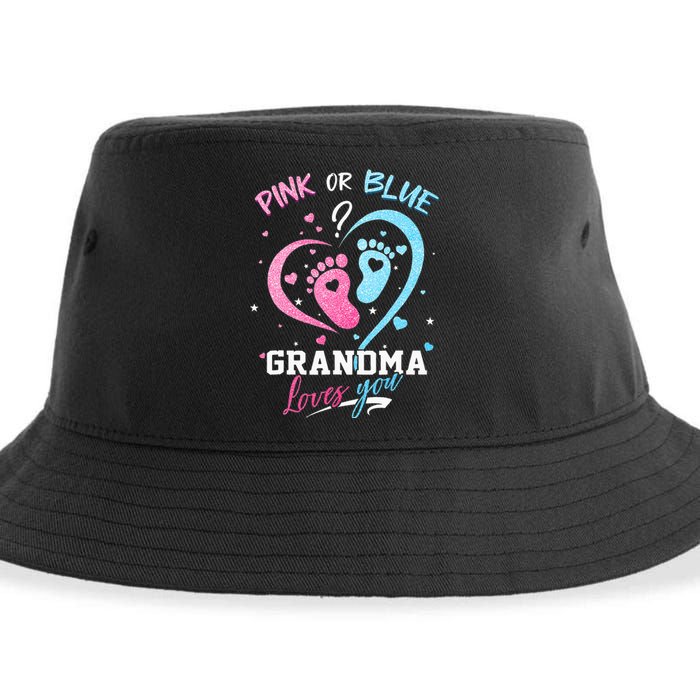 Pink Or Blue Grandma Loves You Gender Reveal Baby Gifts Mom Sustainable Bucket Hat