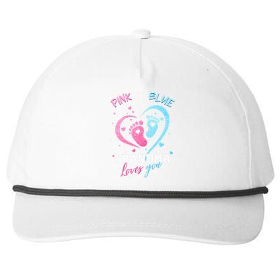 Pink Or Blue Grandma Loves You Gender Reveal Baby Gifts Mom Snapback Five-Panel Rope Hat