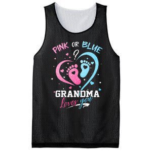 Pink Or Blue Grandma Loves You Gender Reveal Baby Gifts Mom Mesh Reversible Basketball Jersey Tank