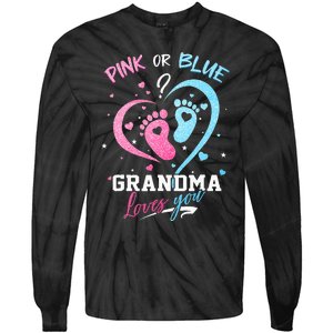 Pink Or Blue Grandma Loves You Gender Reveal Baby Gifts Mom Tie-Dye Long Sleeve Shirt