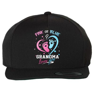 Pink Or Blue Grandma Loves You Gender Reveal Baby Gifts Mom Wool Snapback Cap