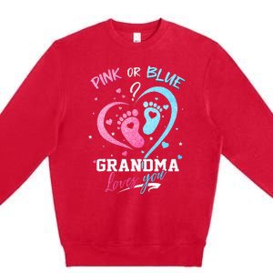 Pink Or Blue Grandma Loves You Gender Reveal Baby Gifts Mom Premium Crewneck Sweatshirt