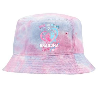 Pink Or Blue Grandma Loves You Gender Reveal Baby Gifts Mom Tie-Dyed Bucket Hat