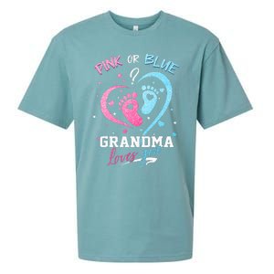 Pink Or Blue Grandma Loves You Gender Reveal Baby Gifts Mom Sueded Cloud Jersey T-Shirt