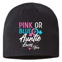 Pink Or Blue Auntie Loves You Gender Reveal Aunt Sustainable Beanie