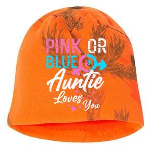 Pink Or Blue Auntie Loves You Gender Reveal Aunt Kati - Camo Knit Beanie