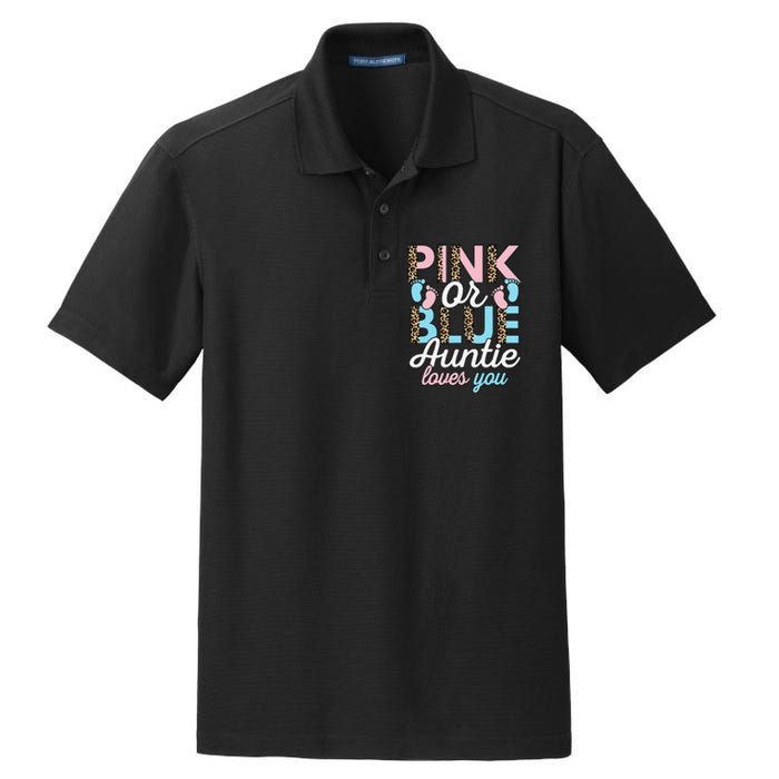 Pink Or Blue Auntie Loves You Gender Reveal Baby Shower Aunt Dry Zone Grid Polo