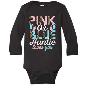 Pink Or Blue Auntie Loves You Gender Reveal Baby Shower Aunt Baby Long Sleeve Bodysuit