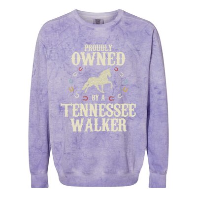 Proudly Owned By A Horse Father Mother Tennessee Walker Cool Gift Colorblast Crewneck Sweatshirt