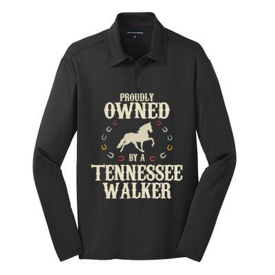 Proudly Owned By A Horse Father Mother Tennessee Walker Cool Gift Silk Touch Performance Long Sleeve Polo