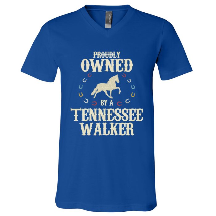 Proudly Owned By A Horse Father Mother Tennessee Walker Cool Gift V-Neck T-Shirt