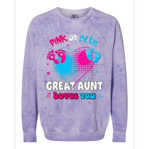 Pink or Blue Heart Great Aunt Loves You Shower Gender Reveal Colorblast Crewneck Sweatshirt