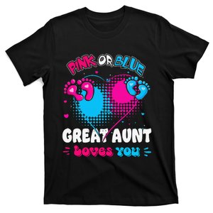 Pink or Blue Heart Great Aunt Loves You Shower Gender Reveal T-Shirt