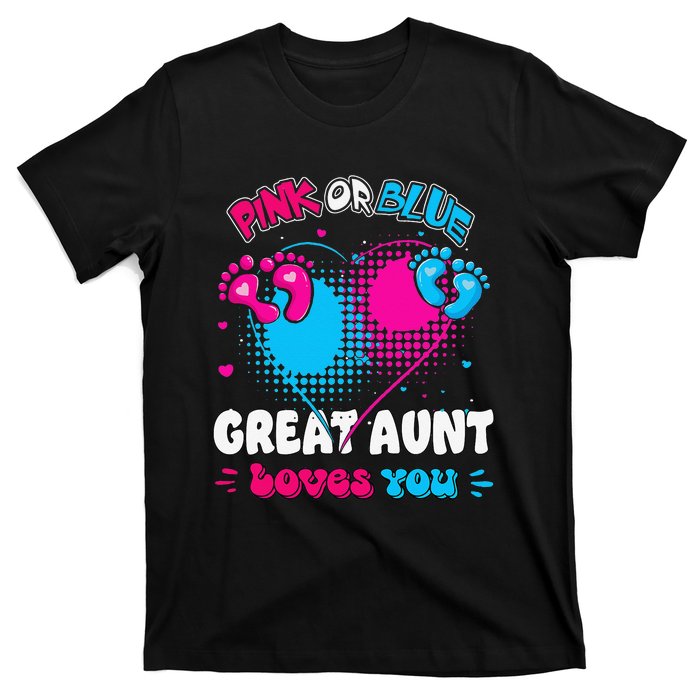 Pink or Blue Heart Great Aunt Loves You Shower Gender Reveal T-Shirt