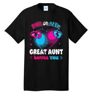 Pink or Blue Heart Great Aunt Loves You Shower Gender Reveal Tall T-Shirt