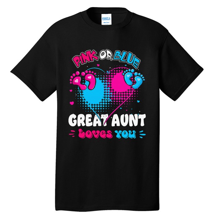 Pink or Blue Heart Great Aunt Loves You Shower Gender Reveal Tall T-Shirt