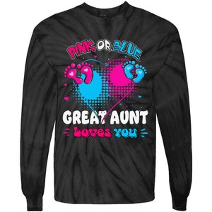 Pink or Blue Heart Great Aunt Loves You Shower Gender Reveal Tie-Dye Long Sleeve Shirt