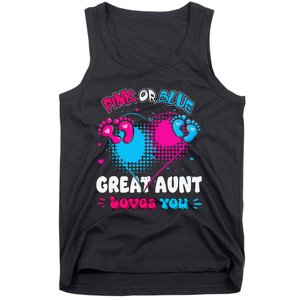 Pink or Blue Heart Great Aunt Loves You Shower Gender Reveal Tank Top