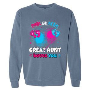 Pink or Blue Heart Great Aunt Loves You Shower Gender Reveal Garment-Dyed Sweatshirt