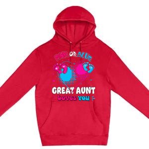 Pink or Blue Heart Great Aunt Loves You Shower Gender Reveal Premium Pullover Hoodie