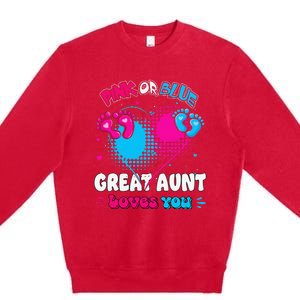 Pink or Blue Heart Great Aunt Loves You Shower Gender Reveal Premium Crewneck Sweatshirt