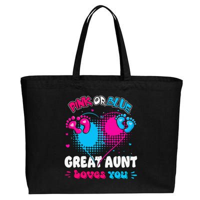 Pink or Blue Heart Great Aunt Loves You Shower Gender Reveal Cotton Canvas Jumbo Tote