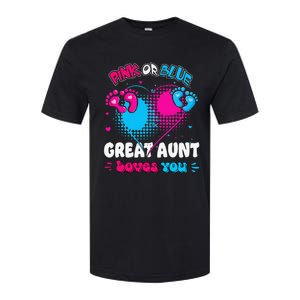 Pink or Blue Heart Great Aunt Loves You Shower Gender Reveal Softstyle CVC T-Shirt