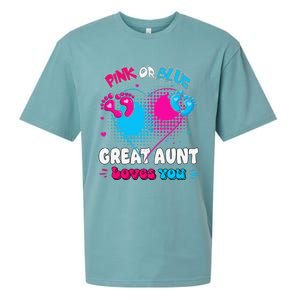 Pink or Blue Heart Great Aunt Loves You Shower Gender Reveal Sueded Cloud Jersey T-Shirt